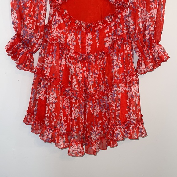 Saints Secrets Women’s Open Back Ruffled Ditzy Print Mini Dress Size Small - Picture 8 of 16